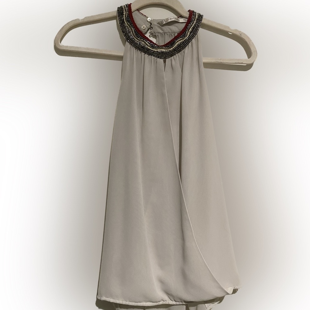 Zara! Beaded grey halter top